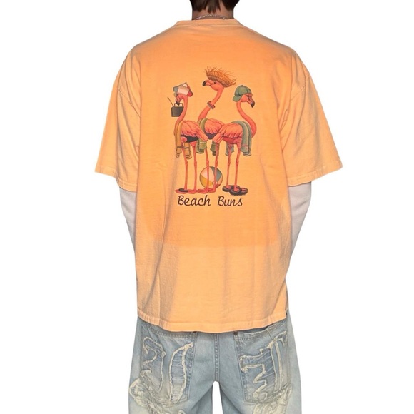 Vintage faded beach bums salmon pink tee size XL 90s retro Florida - Picture 2 of 7
